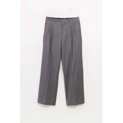 SUNFLOWER GREY MELANGE STRIPE WIDE PLEATED TROUSER